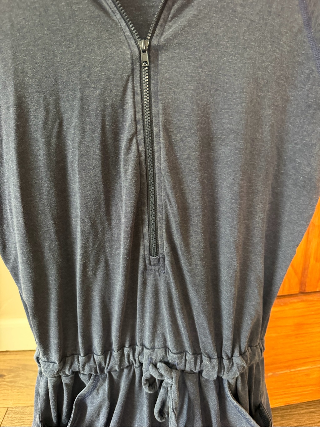 Imbodhi Navy Blue Hooded Short Sleeve Jumpsuit Romper Size Small — image 3 of 8